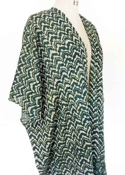 Playa Kimono in Indigo Green Verona print