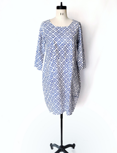 Sale price Nadine Dress in BLUE and White CARIMA print