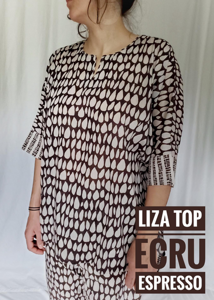 Sale price Liza Top in Ecru-Espresso Butti print