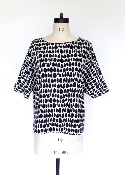 Sale Price Vichy Top in Black and White Butti print