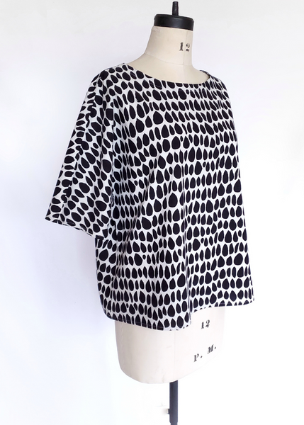 Sale Price Vichy Top in Black and White Butti print