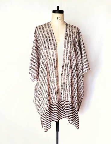 Sale price Playa Kimono in Ecru-Espresso Wide Stripe print