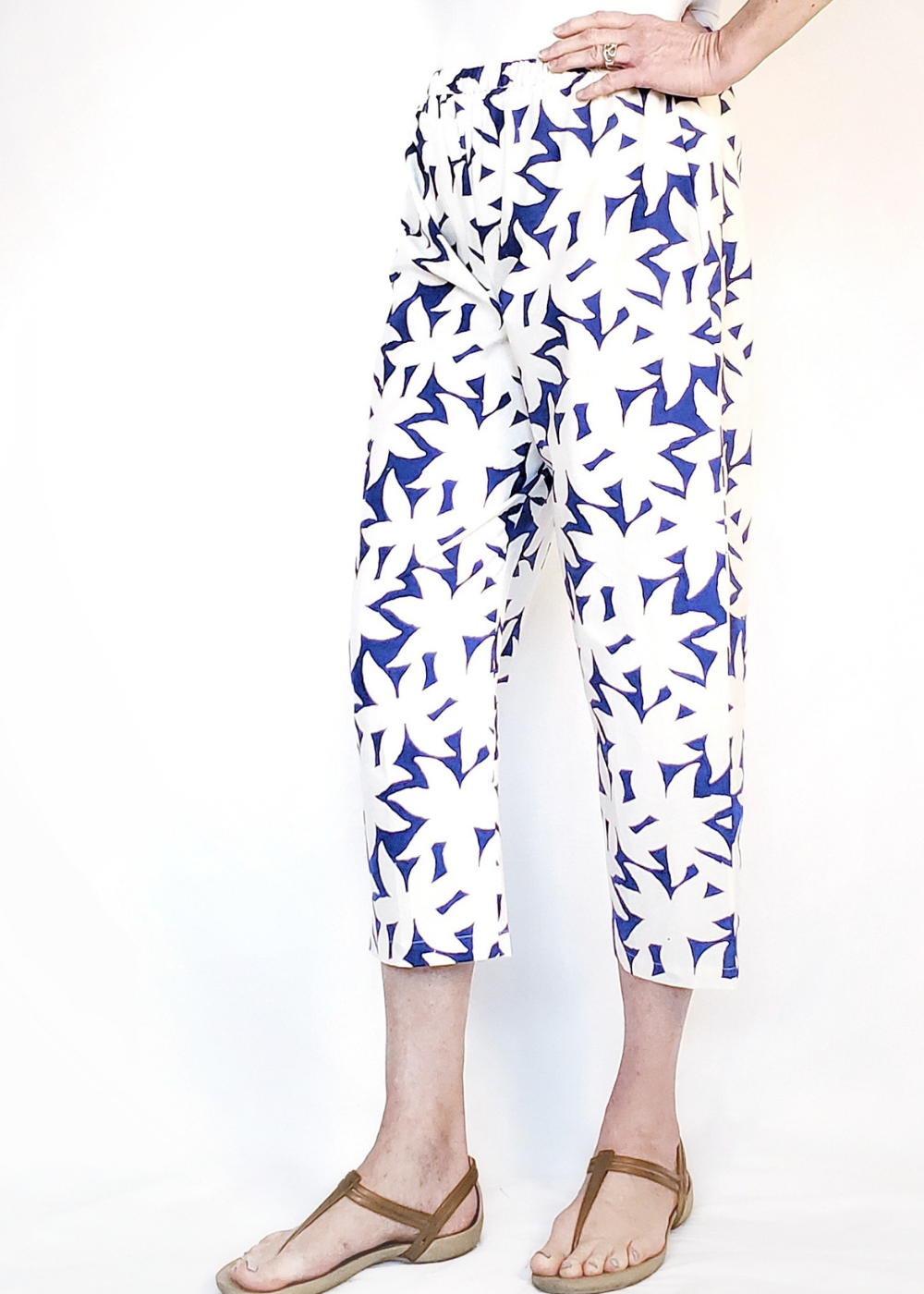 Sale price Vichy Pant in Blue and White Mysore Shadow print cotton